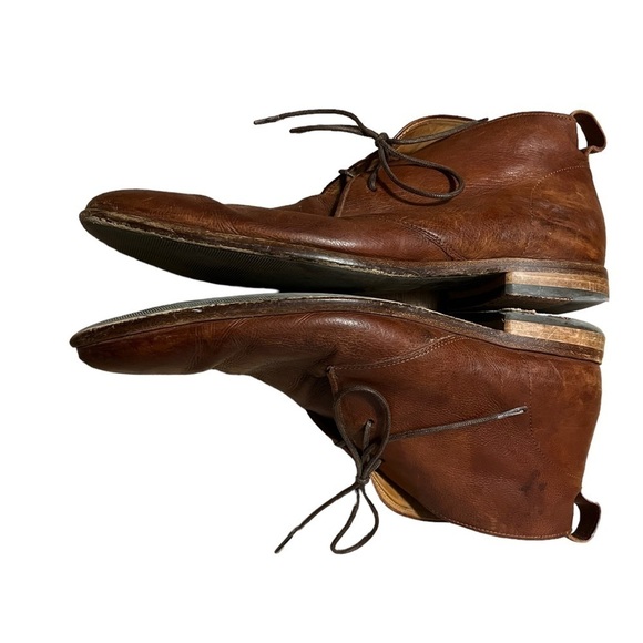 Vince brown leather chukka lace up boot Made in Italy